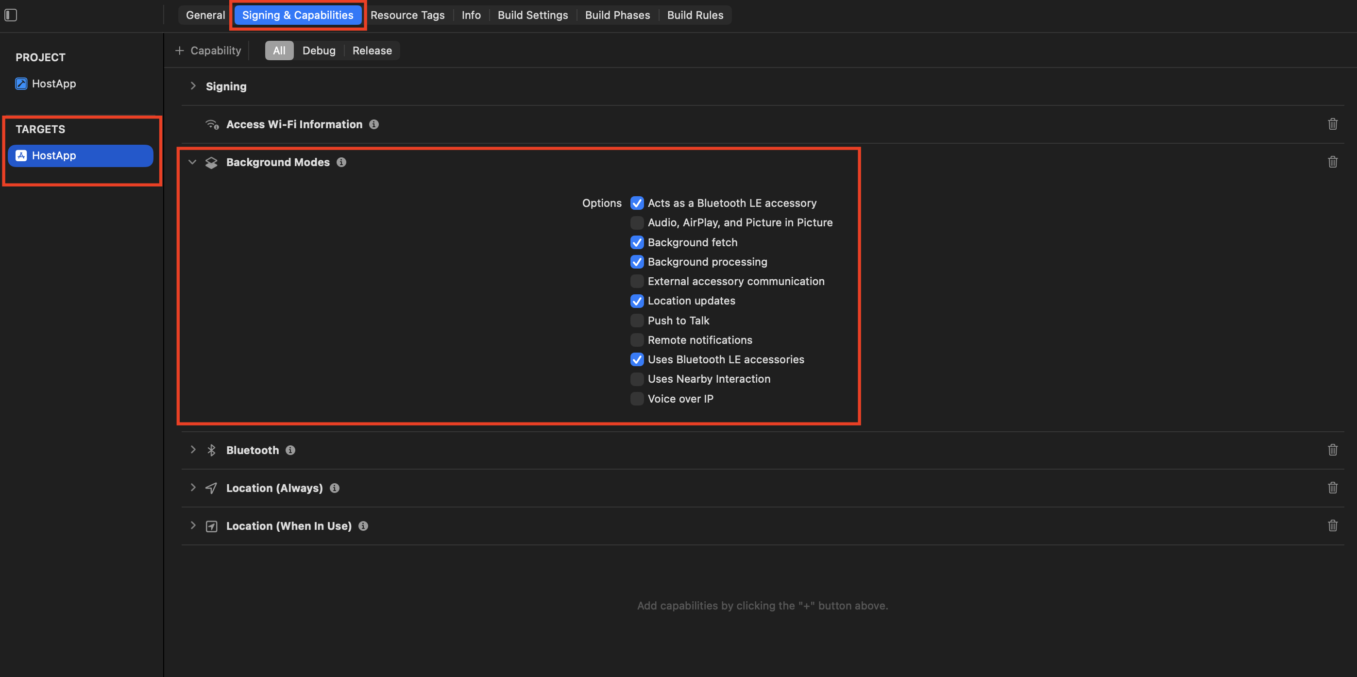 IMG-22 — Background Modes authorizations in the Host App