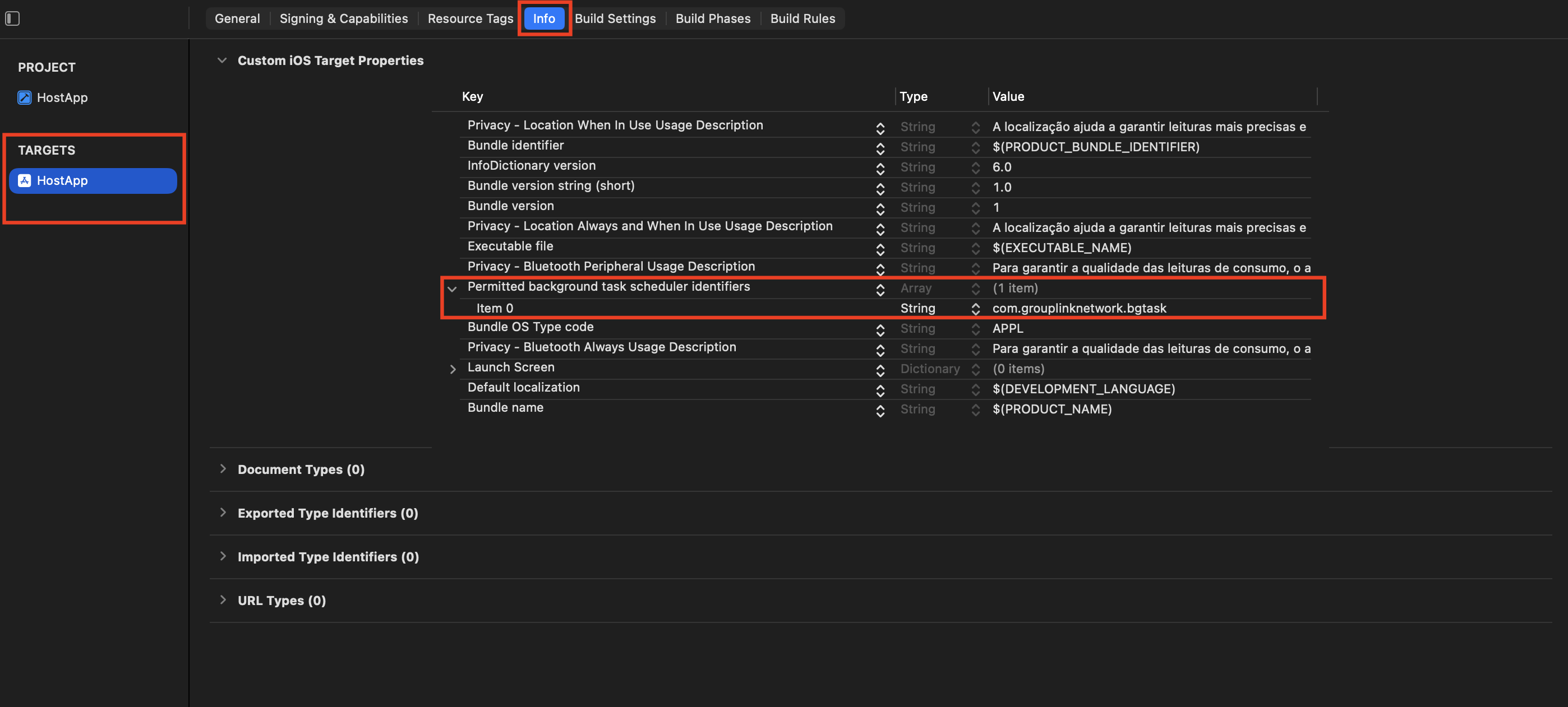 IMG-18 — Configuração da permissão de tarefas em segundo plano no App Host