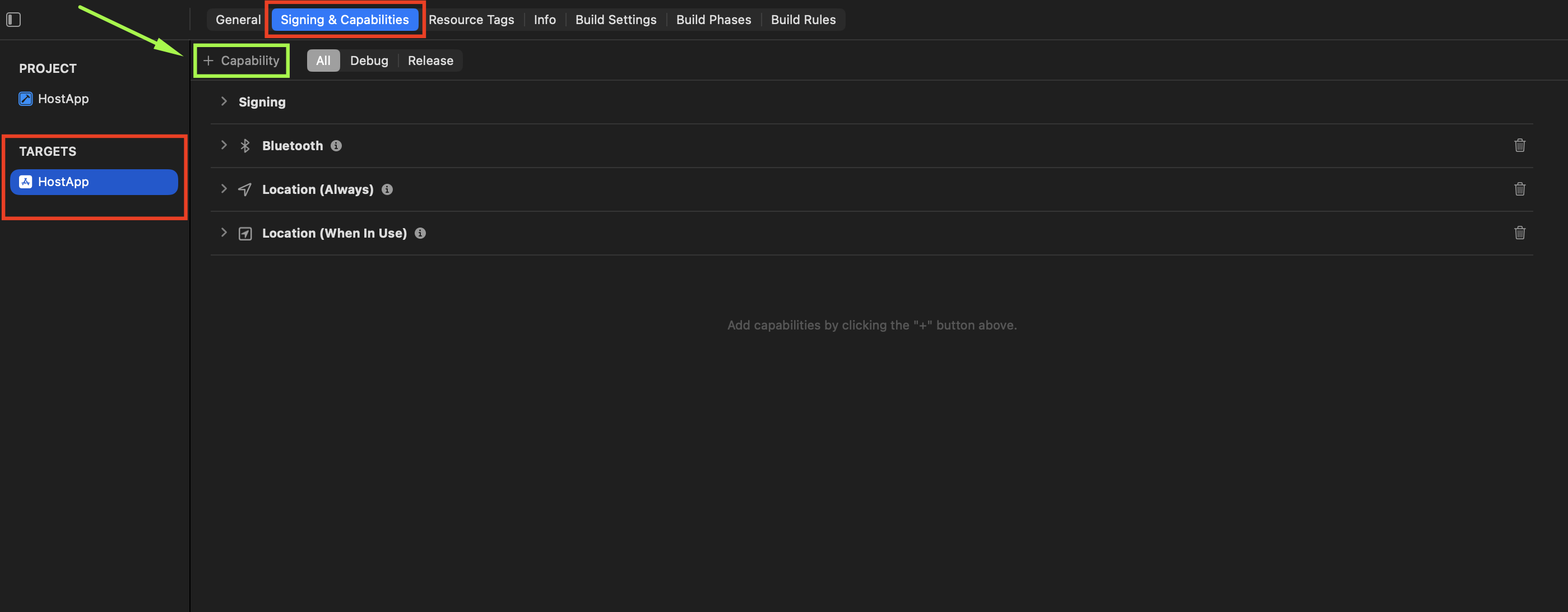 IMG-19 — Capabilities de Assinatura no App Host
